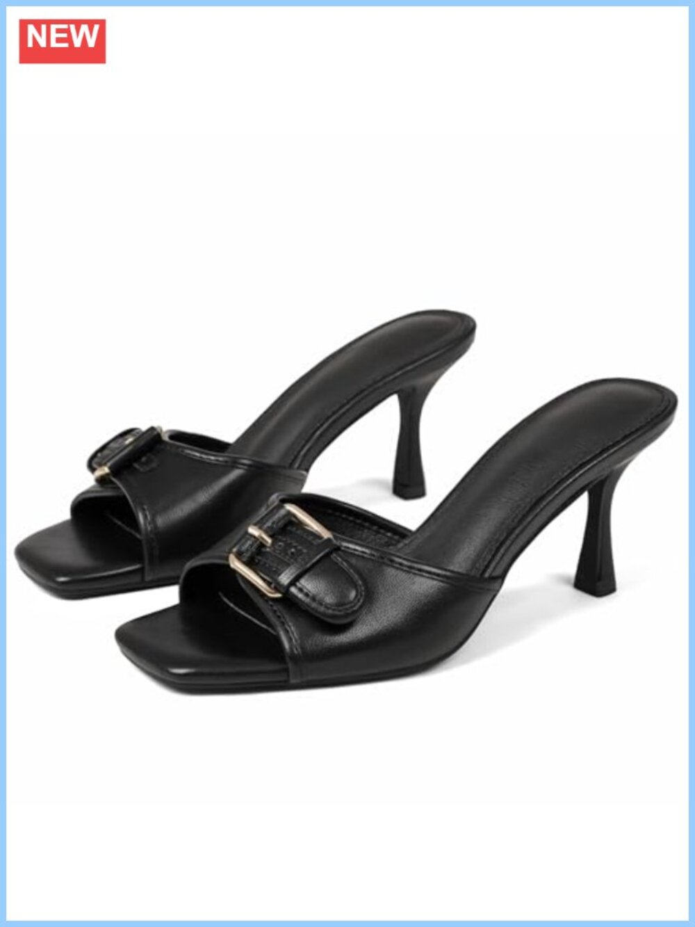Women's Kitten Heel Sandals - Slip On Mule Shoes